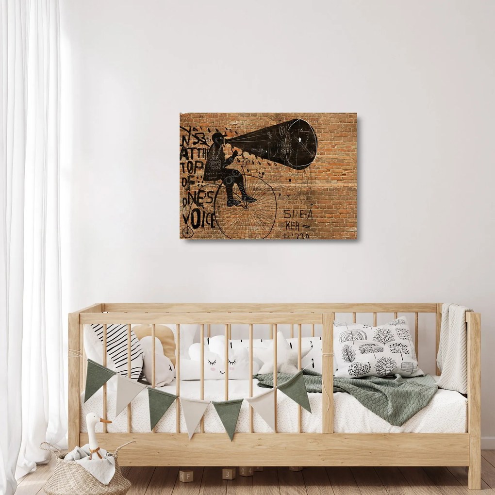 Obraz na szkle - Mężczyzna na rowerze w stylu Banksy (70x50 cm)