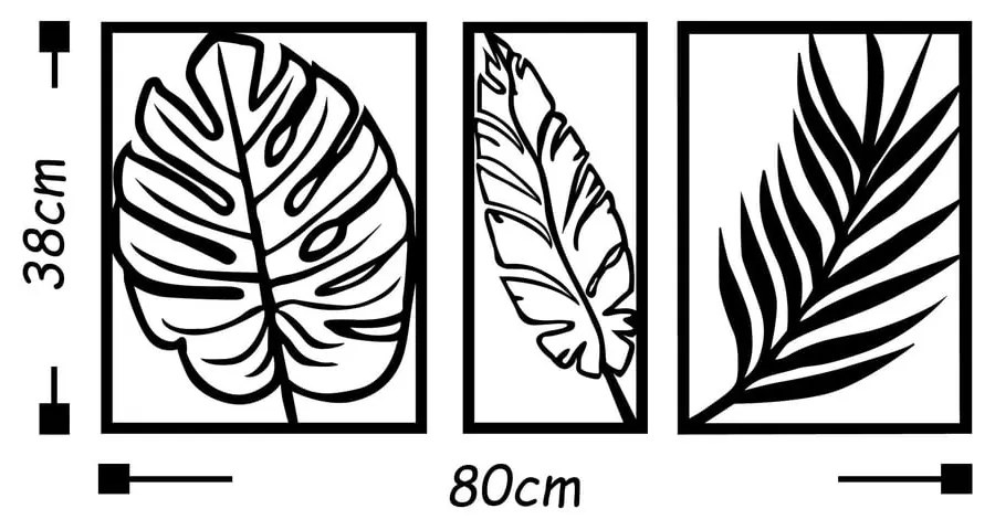 Metalowa dekoracja ścienna 80x38 cm Leaf – Wallity