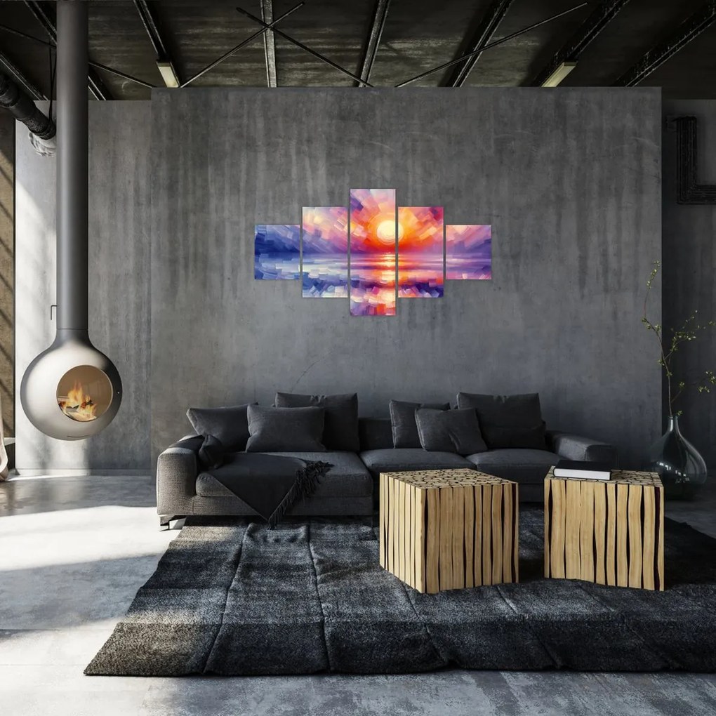 Obraz - Kolorowy artystyczny zachód słońca (125x70 cm)