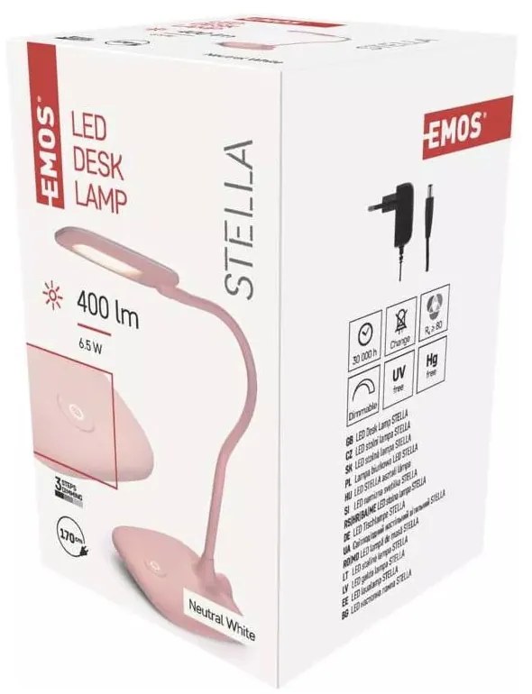 Jasnoróżowa lampa stołowa LED ze ściemniaczem (wys. 55 cm) Stella – EMOS