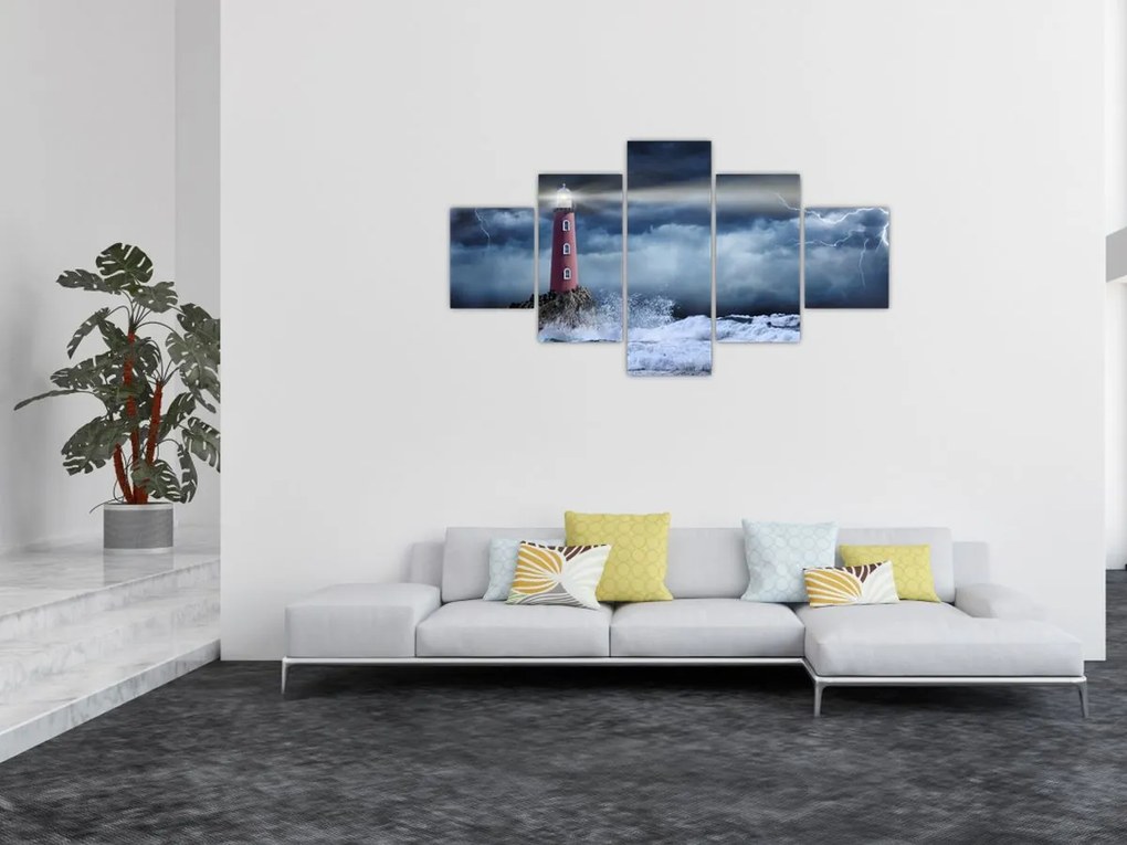 Obraz - Latarnia morska na klifie (125x70 cm)