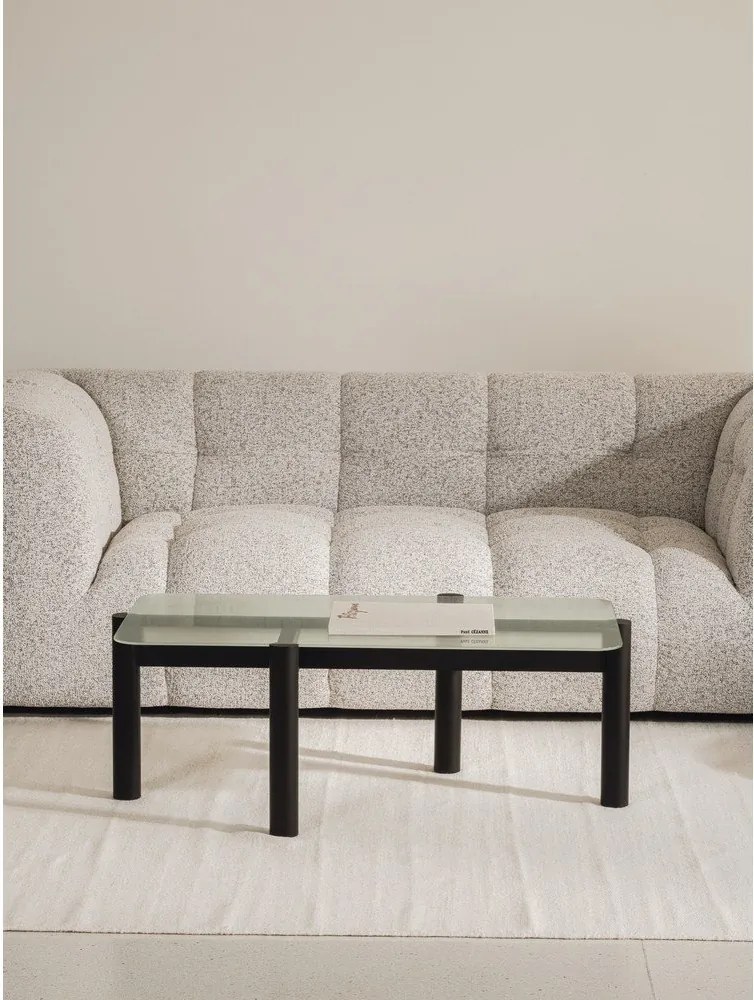 Czarny stolik ze szklanym blatem 55x105 cm Kob – noo.ma