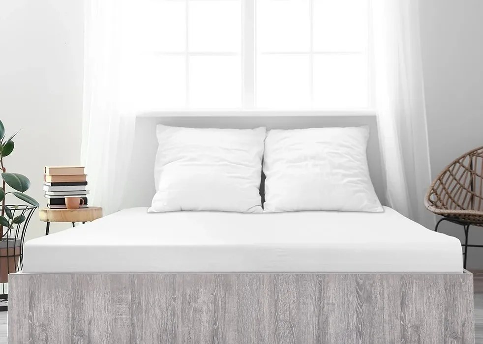 PrzytulneMieszkanie.pl Prześcieradło jersey z mako bawełny LUXORA białe 180 x 200 cm