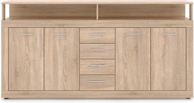 Komoda Czterodrzwiowa z Szufladami BLAGO 190 cm Dąb Sonoma Nowoczesna