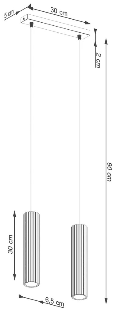 Lampa wisząca KARBON 2 biała ryflowana SOLLUX  LIGHTING