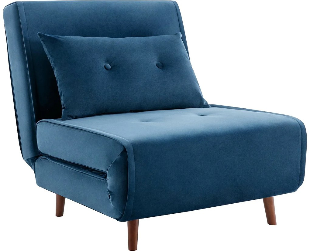 Fotel rozkładany z weluru ciemnoniebieski – URIBIA