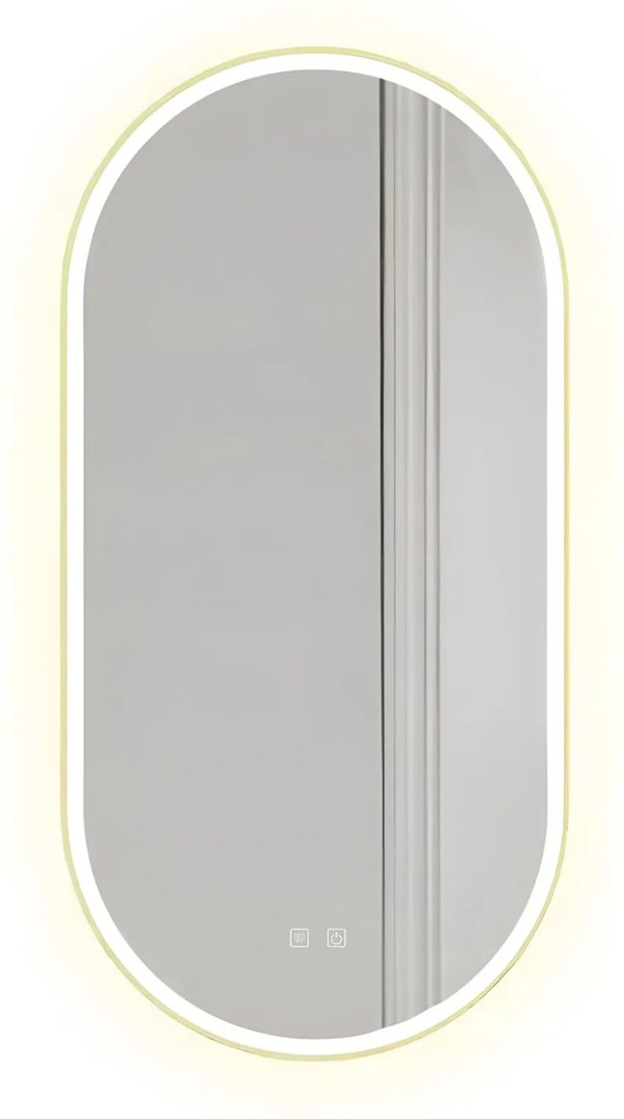 LUSTRO ŚCIENNE LED OVL 50x100cm Złote