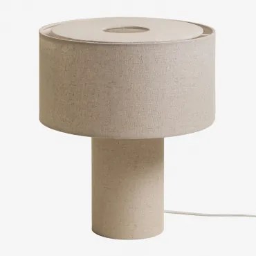 Lampa Stołowa Tapicerowana Pianela Len Kremowy Beż - Sklum