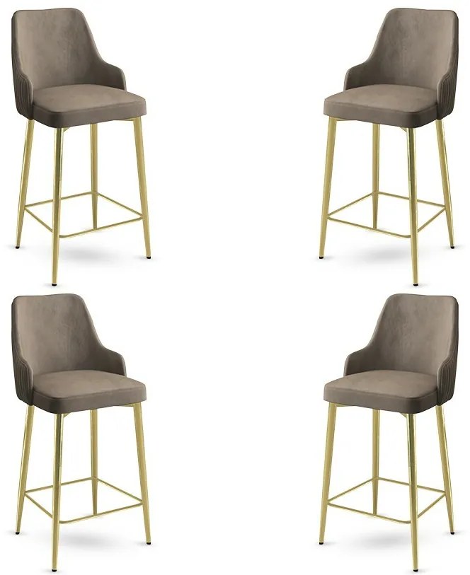 Zestaw krzeseł barowych Enox Cappuccino and Gold,4 szt., 4 szt.