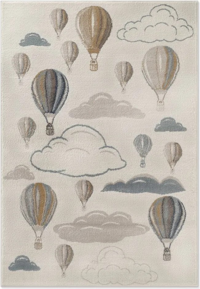 Dywan dziecięcy Adventures – Balony kremowo-beżowo-szare 120 cm x 170 cm Atest Oeko-Tex