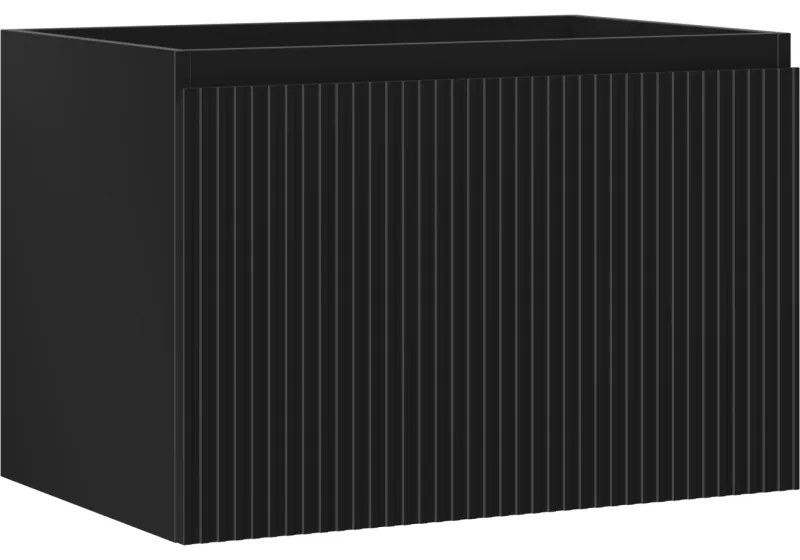 Mexen Rivel szafka łazienkowa podumywalkowa 70 cm, 1 szuflada, ryflowana , czarna mat - 91A20-07047-1-BF71