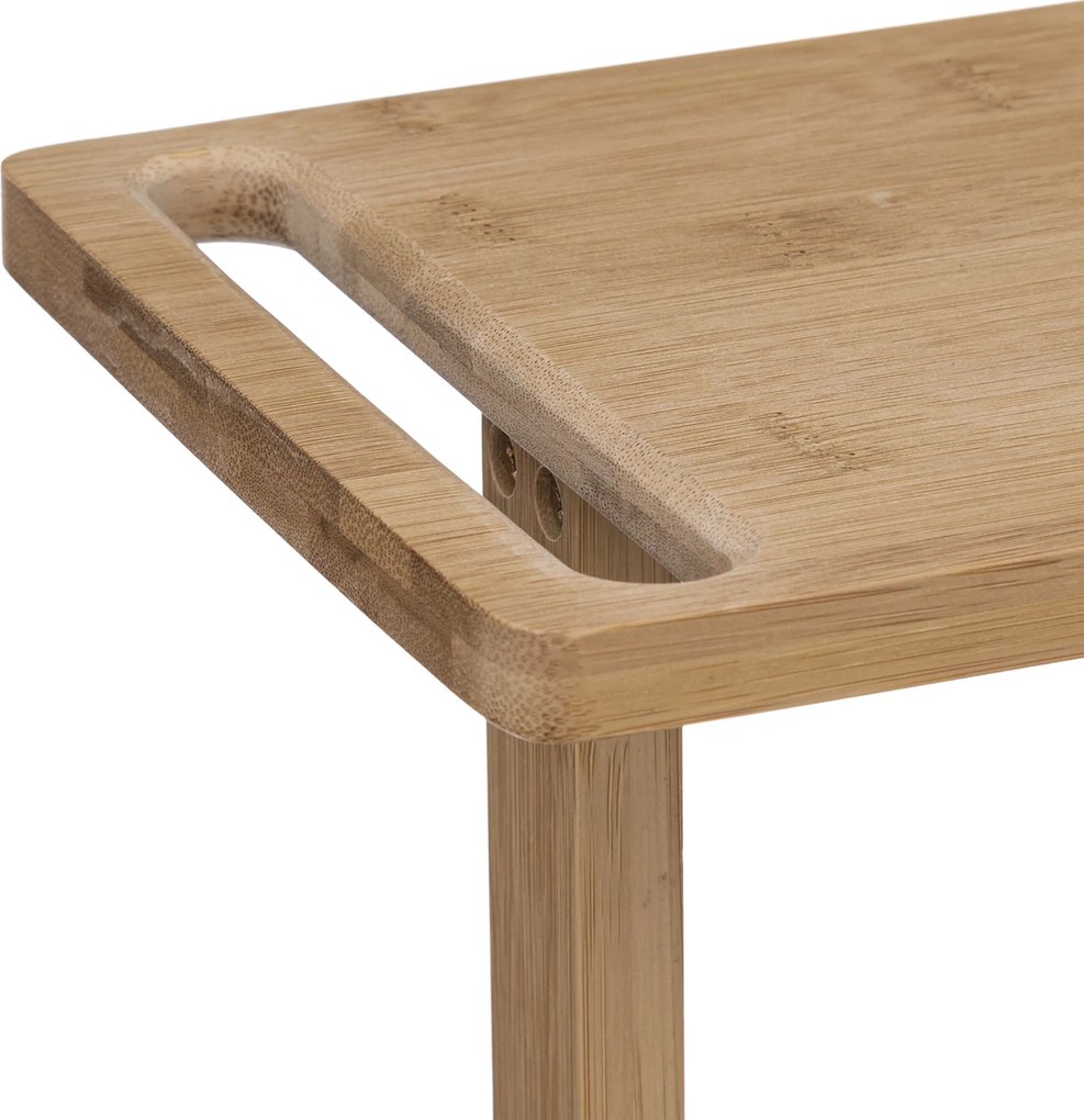 Wąski regał łazienkowy na kółkach, bambus, 4 poziomy