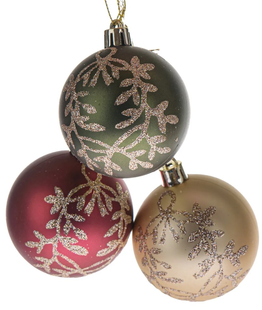 Zestaw ozdób świątecznych Golden Leaves, 3 szt., śr. 6 cm, plastik