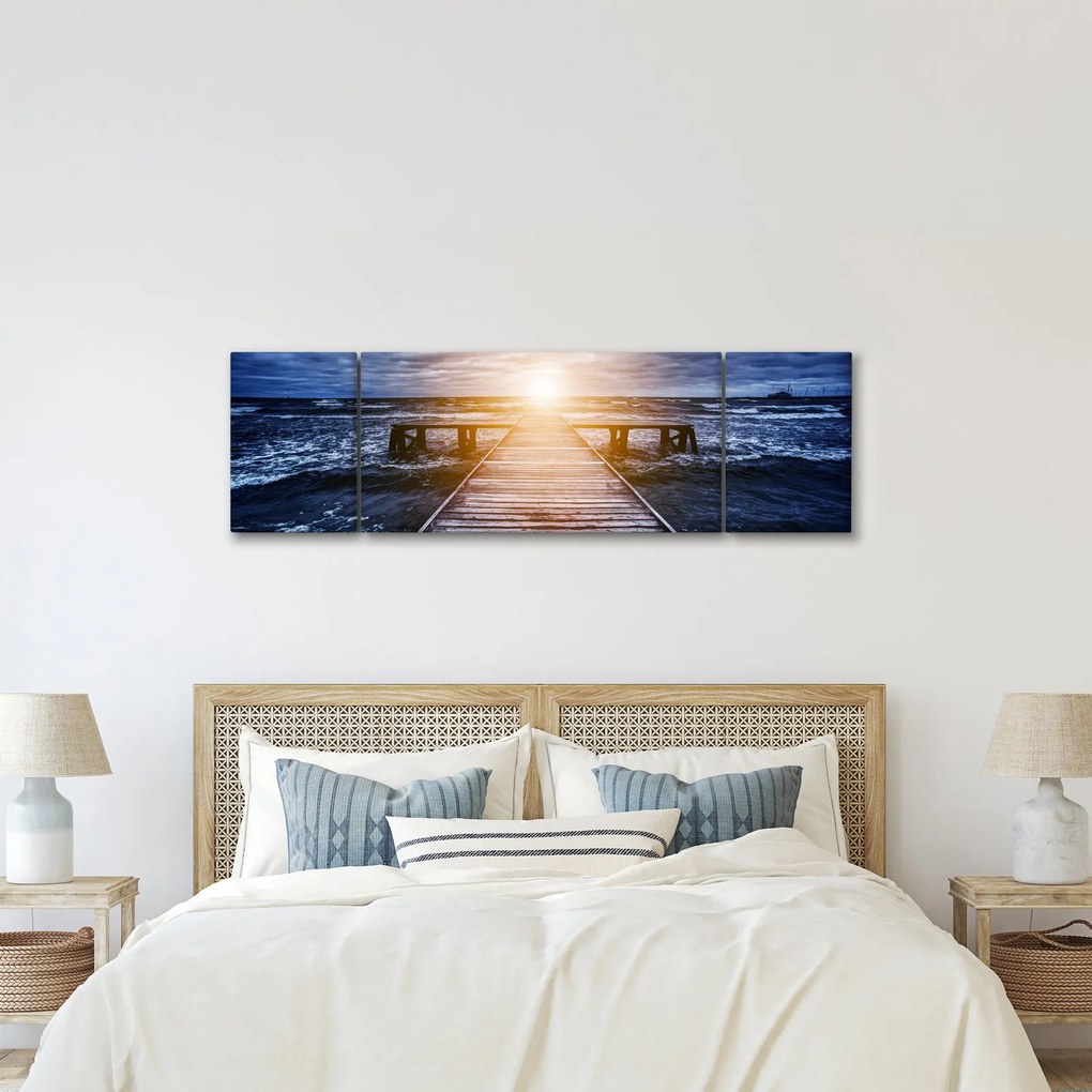 Obraz molo ze słońcem (170x50 cm)