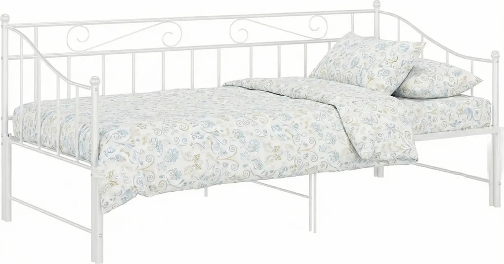 Białe metalowe łóżko rozkładane 90x200 cm P4-A48