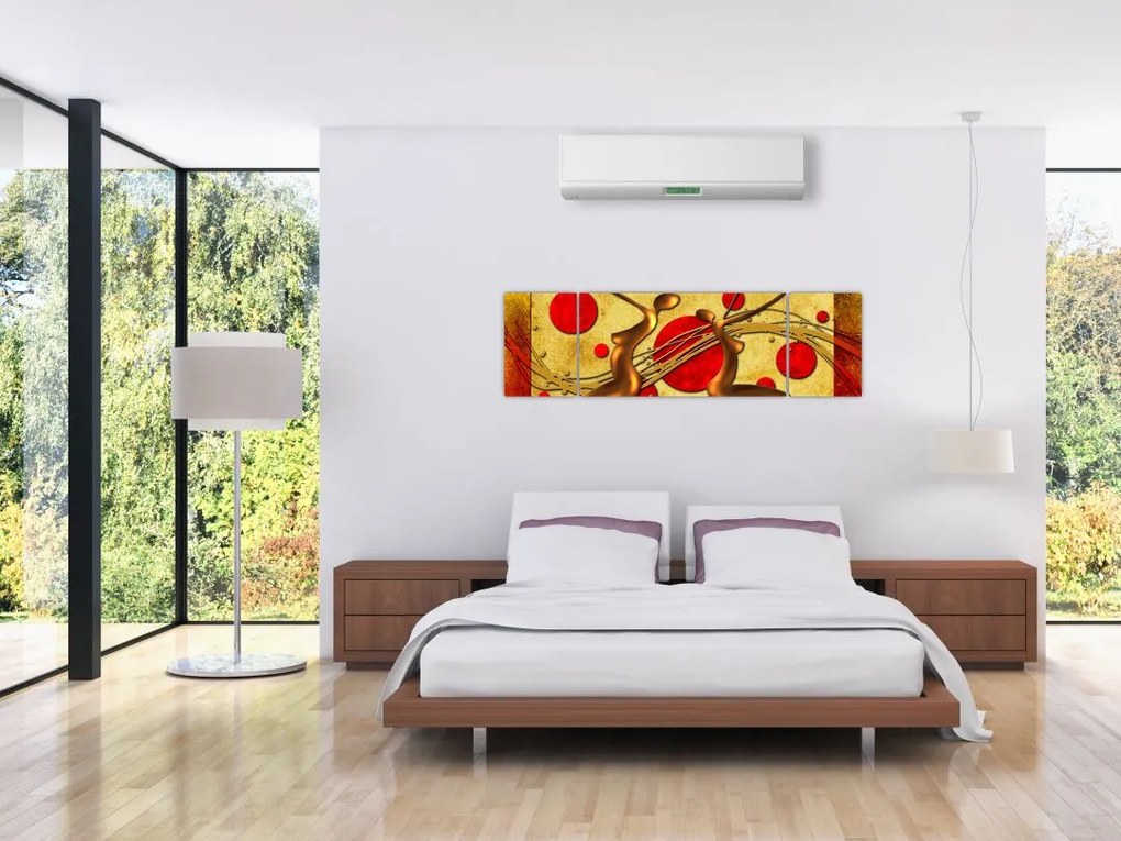 Abstrakcyjny obraz z dwiema kobietami (170x50 cm)