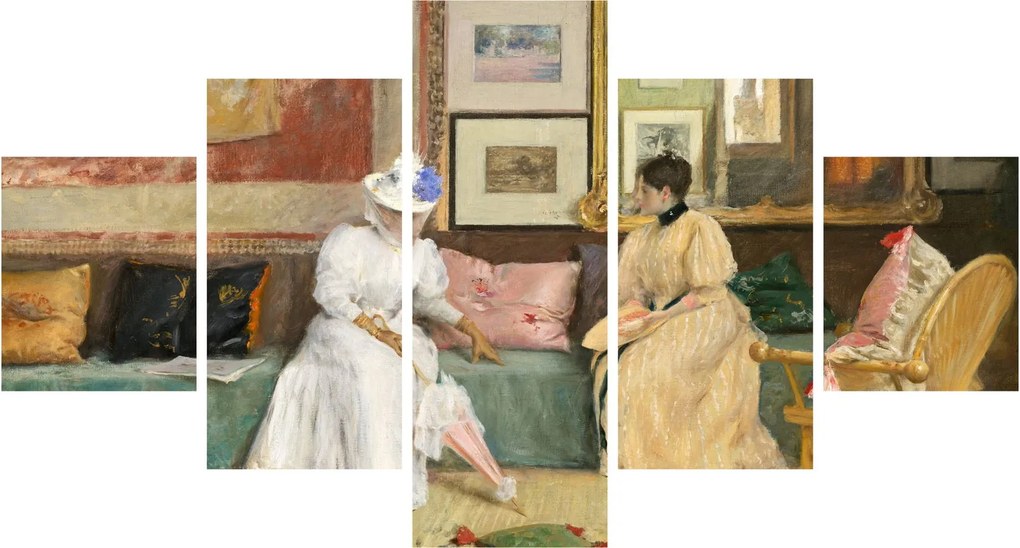 Obraz - William Merritt Chase, A Friendly Call, reprodukcje (125x70 cm)