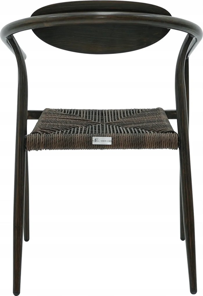 Krzesło Ogrodowe Ciemny brąz 56x61x75 cm Aluminium Plecione Brązowe Sznurki