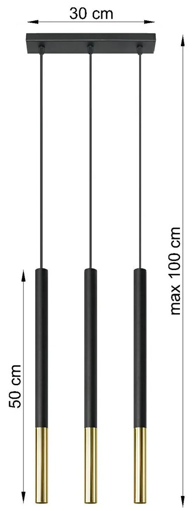 Czarno złota lampa wisząca nad stół 3X EX720 N8-R15