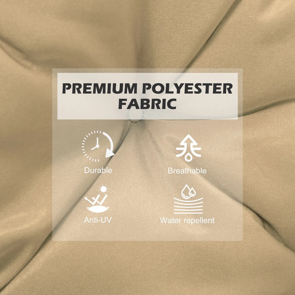 Outsunny Zestaw 2 poduszek na siedziska, 98 x 50 cm, poduszki na krzesła z trokami, pokrowiec materiałowy, 8cm grubości Khaki | Aosom PL