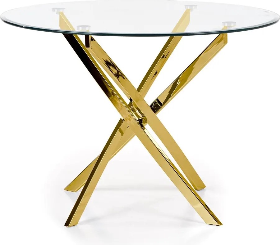 Szklany stół w stylu glamur Raymond na złotych nogach