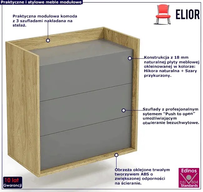 Komoda modułowa hikora + szary przykurzony M9-P06