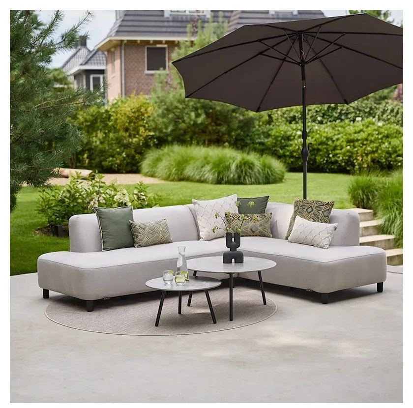 Jasnoszara aluminiowa sofa ogrodowa (prawostronna) Monaco – Hartman