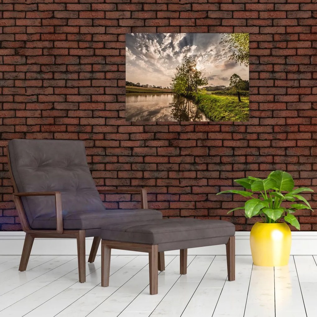 Obraz na szkle - natura z promieniami (70x50 cm)