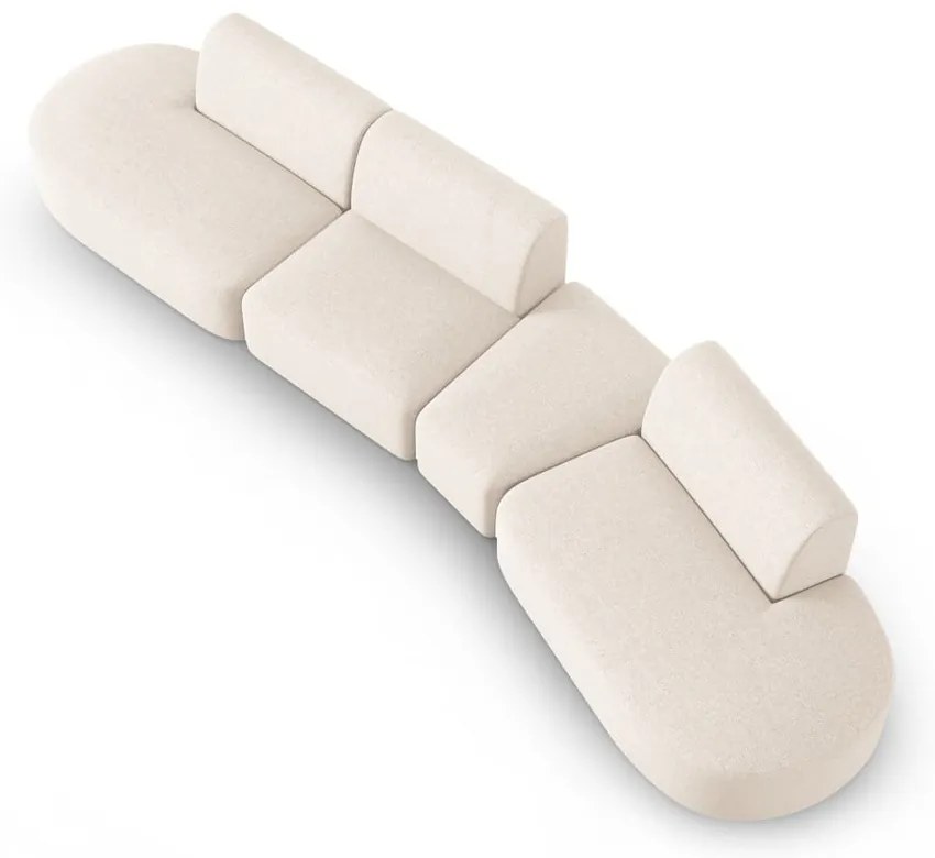 Beżowa sofa z tkaniny szenilowej prawostronna 428 cm Paolo – Milo Casa