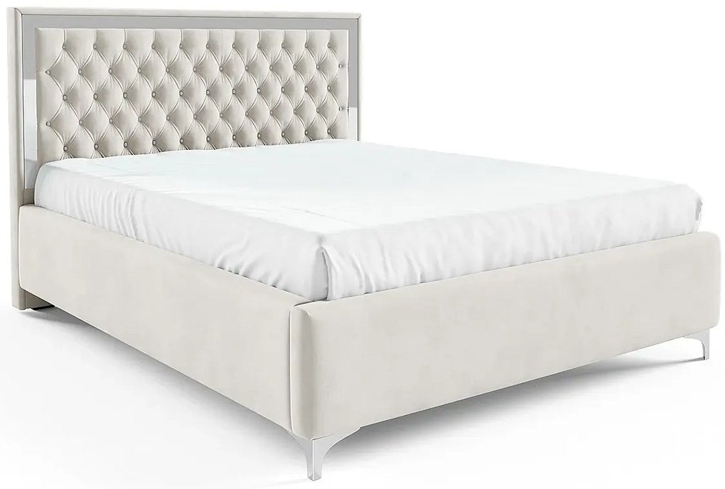 Białe pikowane łóżko w stylu glamour P5-Z45