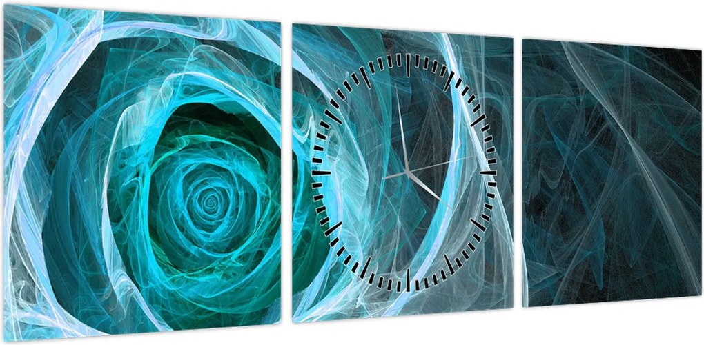 Obraz - Abstrakcyjny różowy niebieski z czarnym tłem (z zegarem) (90x30 cm)