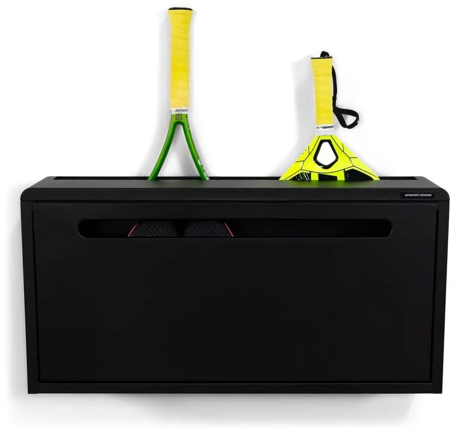 Czarna metalowa uchylna/wisząca szafka na buty 76x38x18 cm Sportiva – Spinder Design