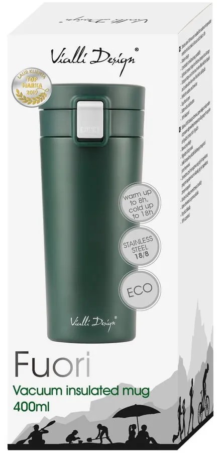 Zielony podróżny kubek termiczny Vialli Design Fuori, 400 ml