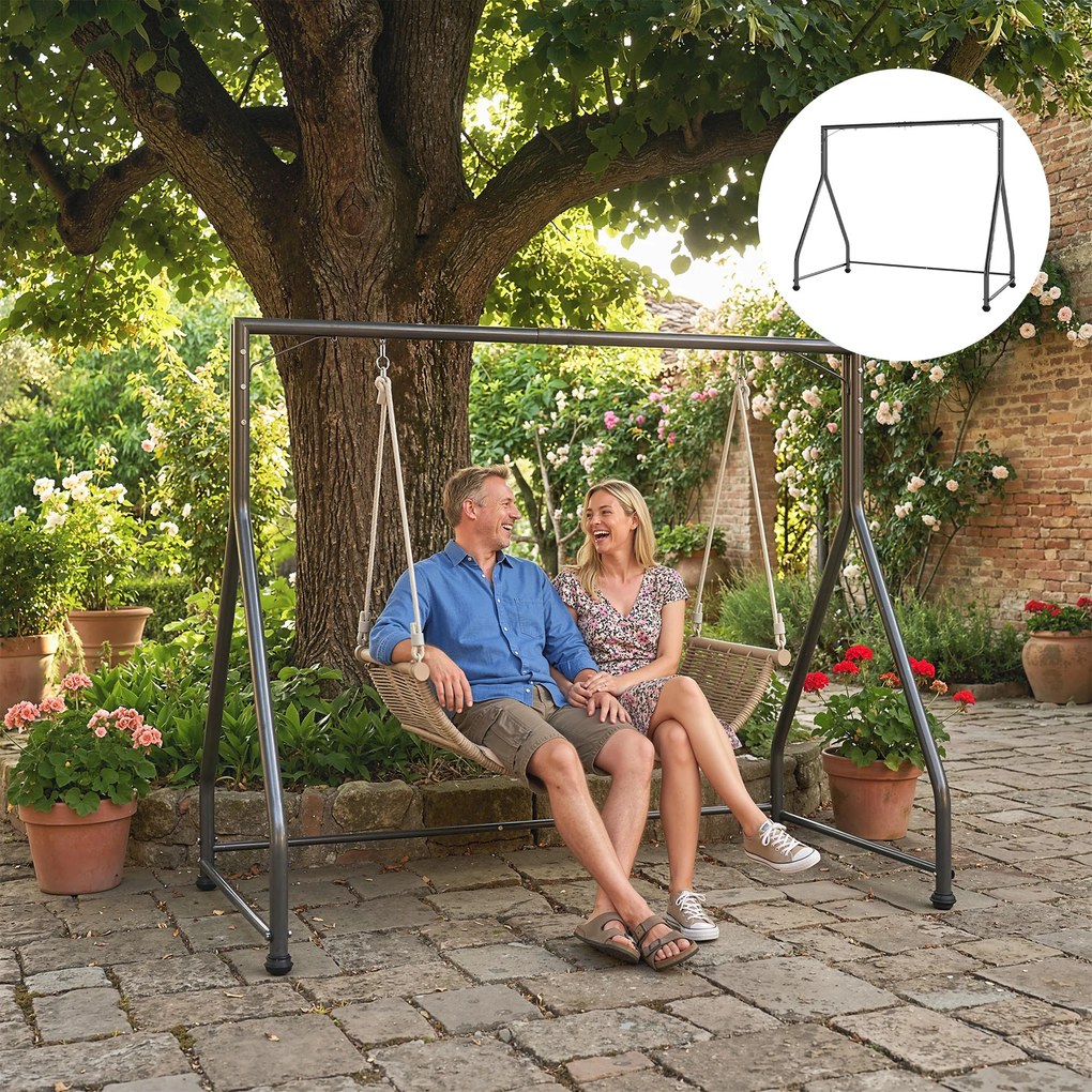 Outsunny Stojak na huśtawkę, wszechstronna konstrukcja do huśtawek dwu- i trzyosobowych lub wiszących koszy, czarny | Aosom PL