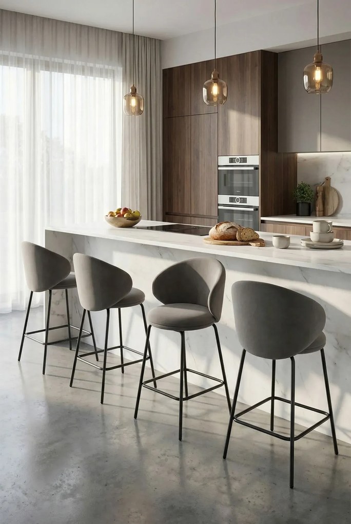 Tapicerowany popielaty hoker A3-Z66