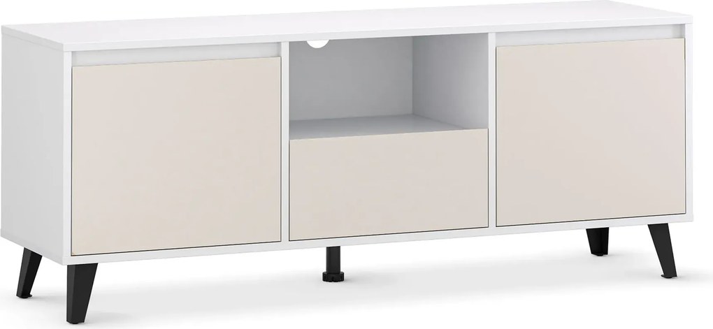 Minimalistyczna szafka RTV biały + kaszmir N5-E04