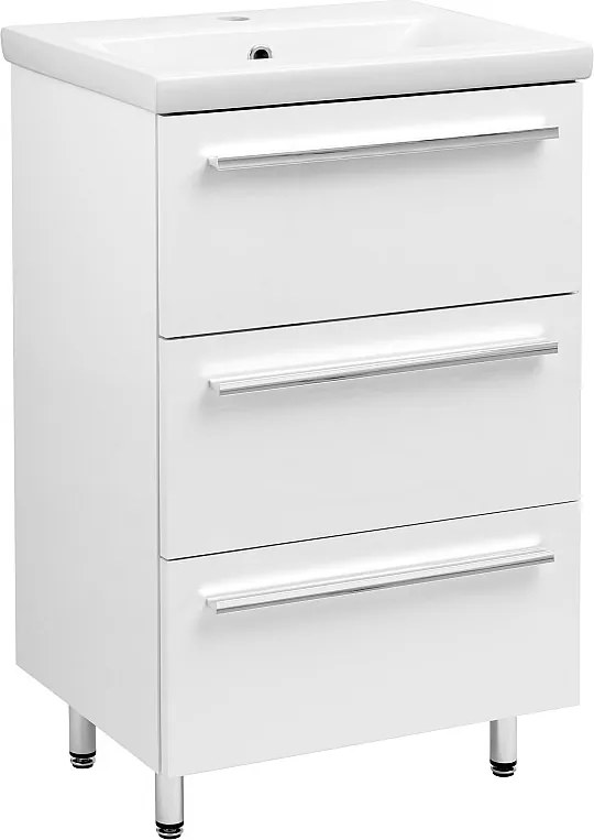 Biały Zestaw do Łazienki Stojący 50cm Szafka z Umywalką Bryza