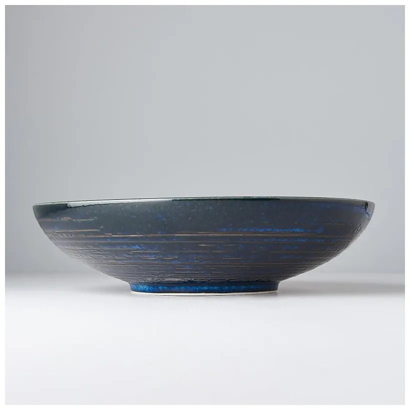 Niebieska ceramiczna miska do serwowania MIJ Copper Swirl, ø 28 cm