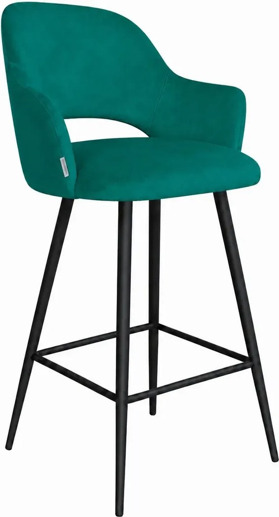 Hoker Milano krzesło barowe tkanina Welur podstawa metalowa : Kolor nogi - Czarna stożek, Kolor tkaniny - VELVET - MG20, Typ siedziska - Siedzisko obrotowe 360°