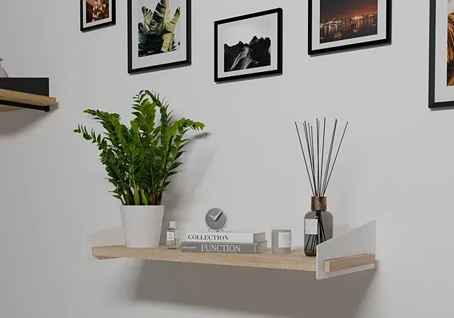 Wisząca Półka Biały W Stylu Skandynawskim + Dąb Sonoma H1-W98
