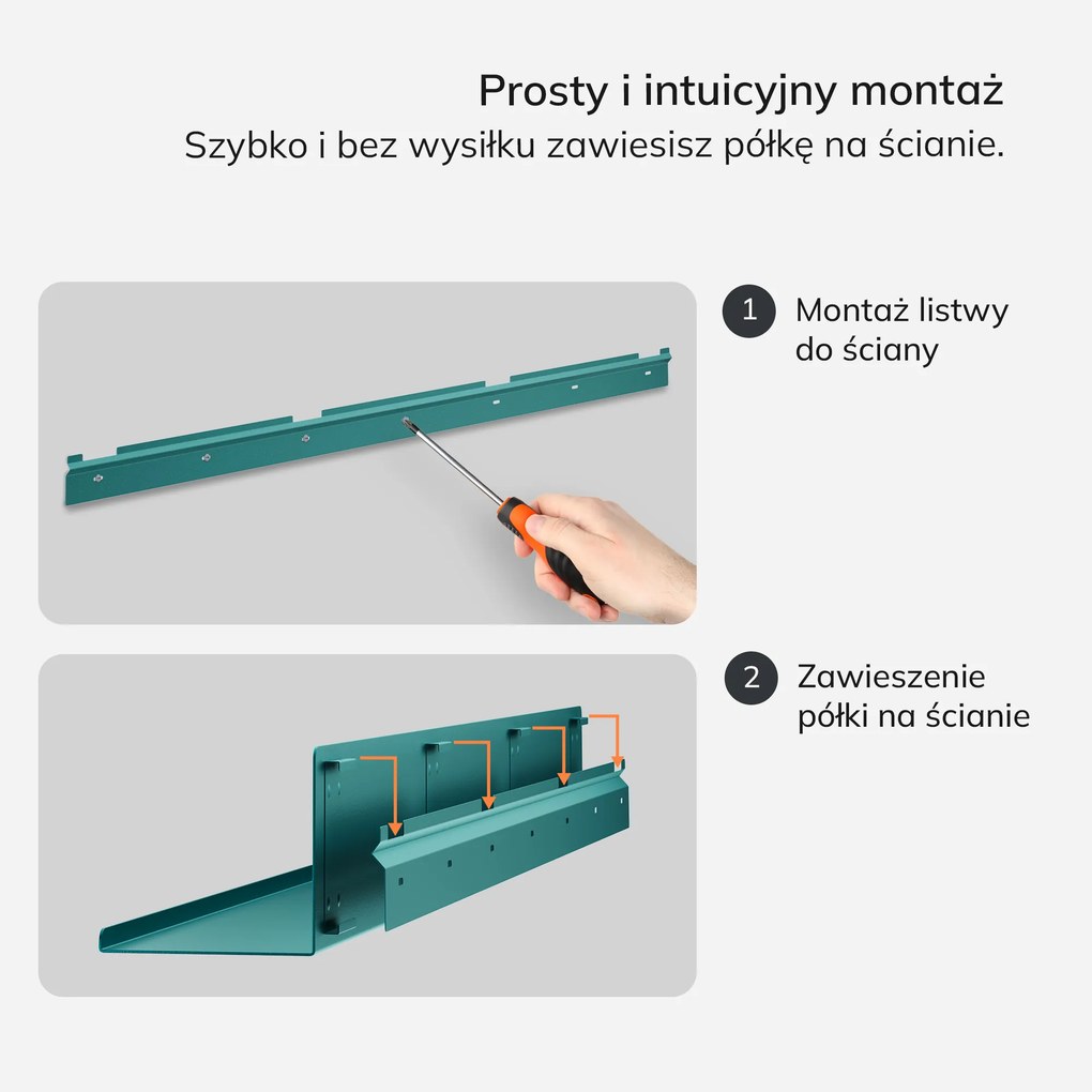 Półka wisząca metalowa morska, 1200 mm: JOANNE Modern