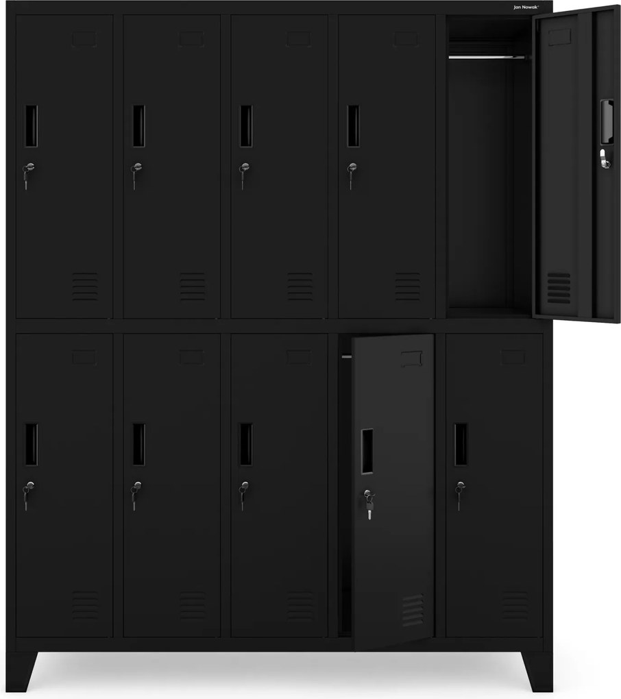 Metalowa szatnia 10-skrytkowa Bartek 136x45x172 cm, czarna