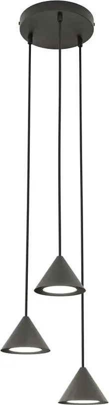 Czarna potrójna lampa wisząca - 4X D129 S1-N90