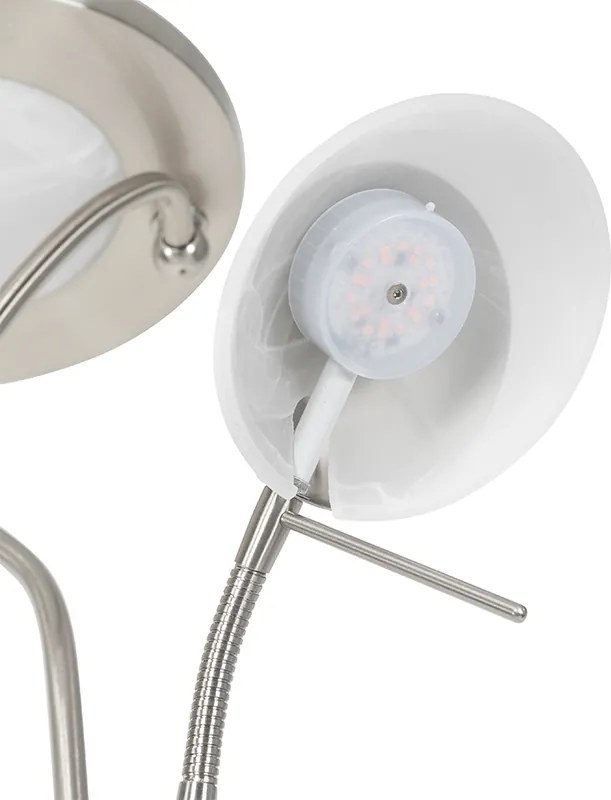 Stalowa lampa podłogowa z LED i ściemniaczem oraz lampką do czytania - Empoli