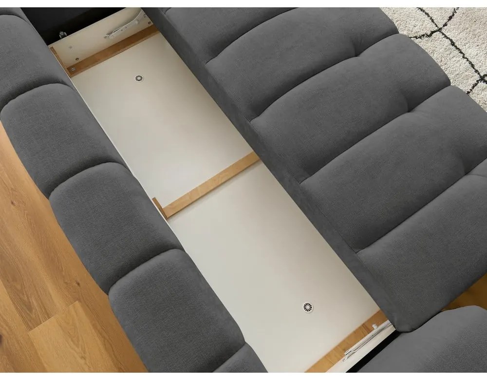 Ciemnoszara rozkładana/ze schowkiem sofa 251 cm Fuji – Bobochic Paris