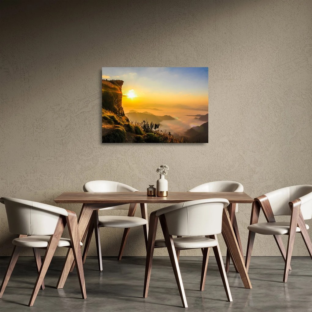 Obraz na szkle doliny w porannej mgle (70x50 cm)