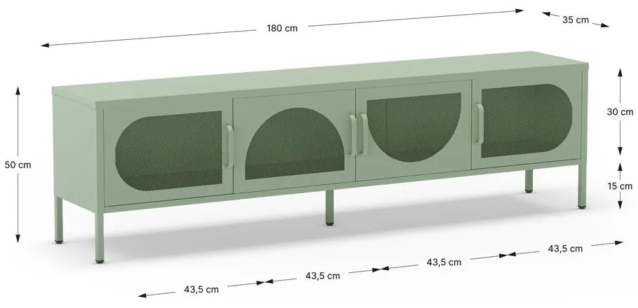 Miętowa szafka pod TV 180x50 cm Tayra – Marckeric