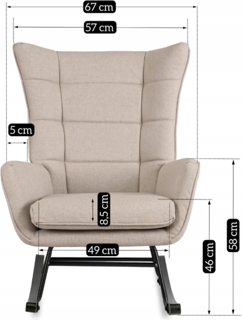 Fotel Bujany na Biegunach Uszak Wypoczynkowy JACKSON Beżowy do Salonu Nowoczesny