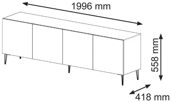 Biała szafka na TV z lamelami 200 cm - Melis 12X