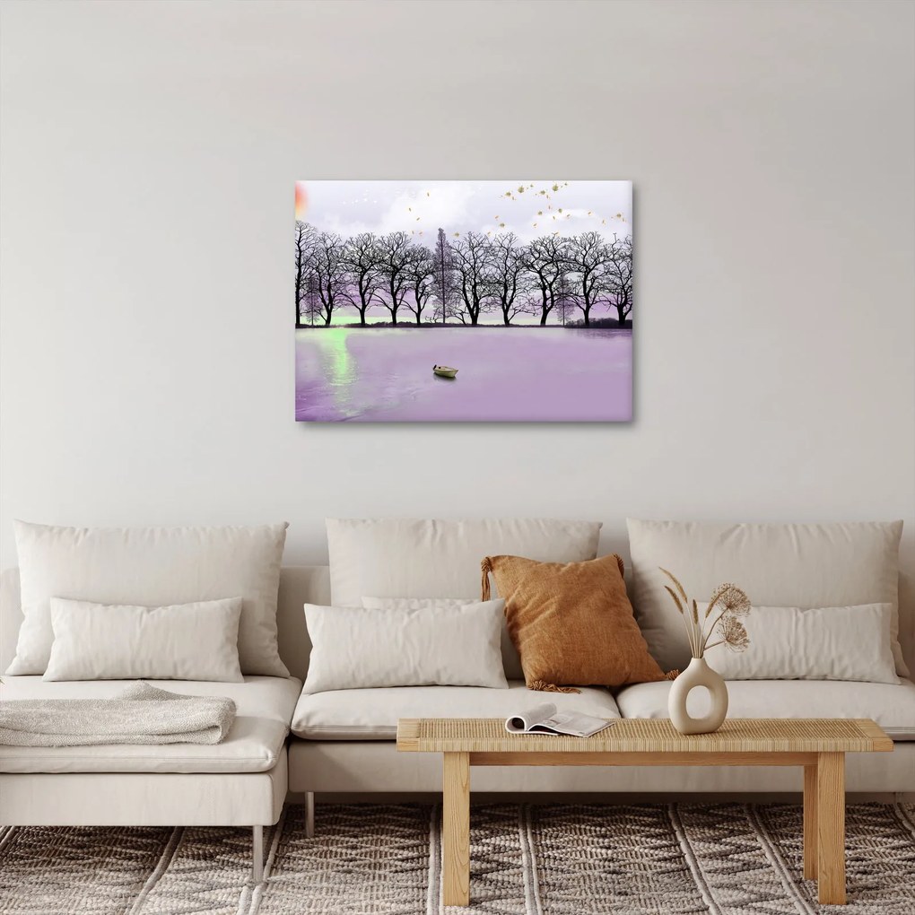 Obraz - Łodka na jeziorze (70x50 cm)